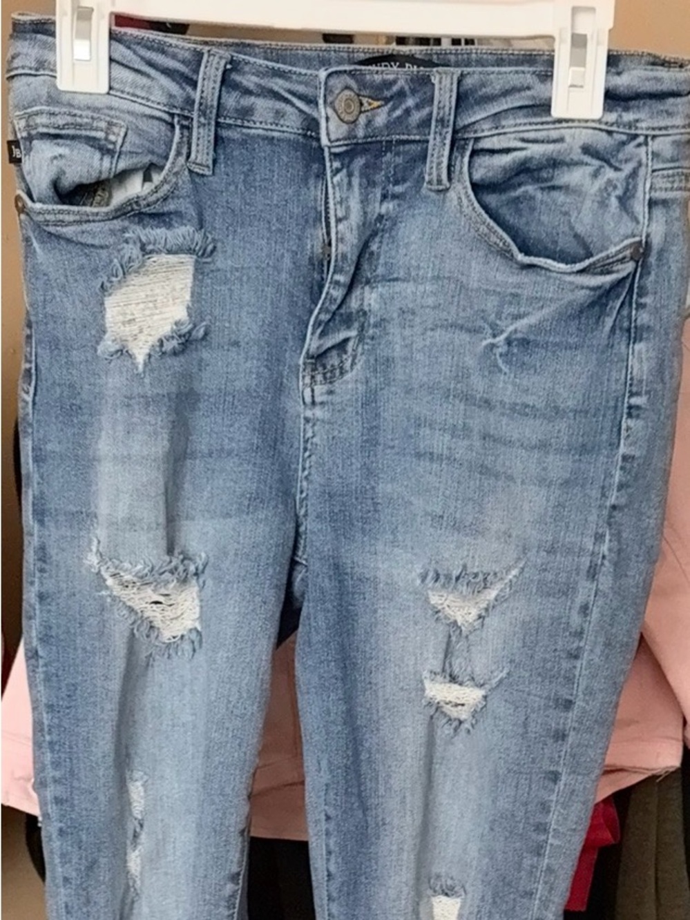 Judy Blue Light Wash Ripped Skinny Jeans